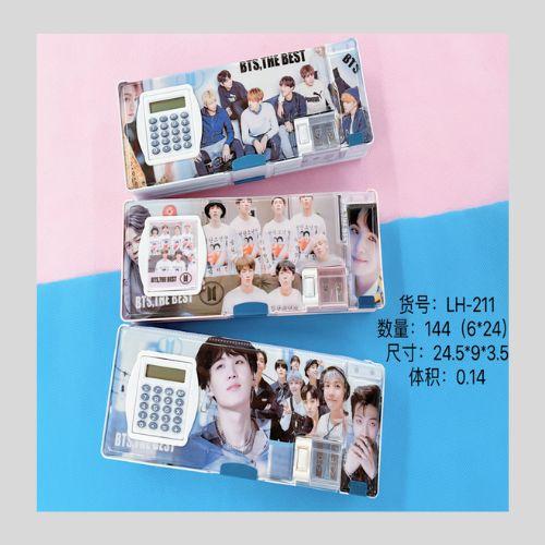 BTS Pencil Box with Calculator, Dual Sharpener, eraser compartment