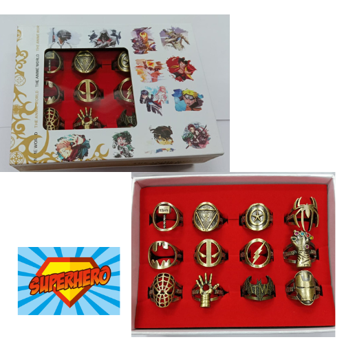 Superhero ring set of 12