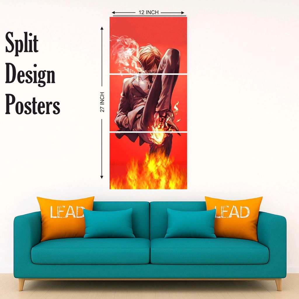 Sanji fire kick split design paper poster pack of 3 ( Net price 42 )