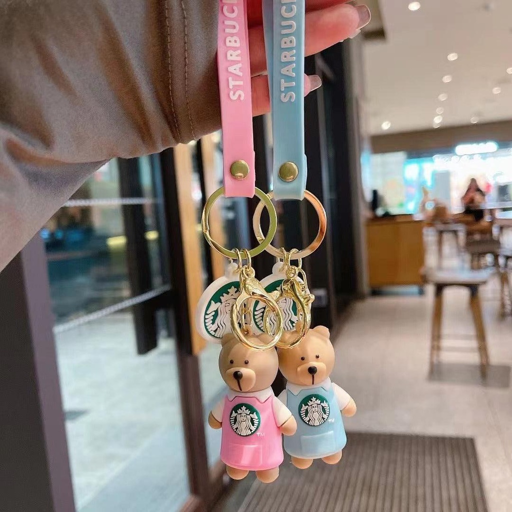 New Starbucks Teddy Standing Rubber Keychain Pack of 3 (eff price 35)