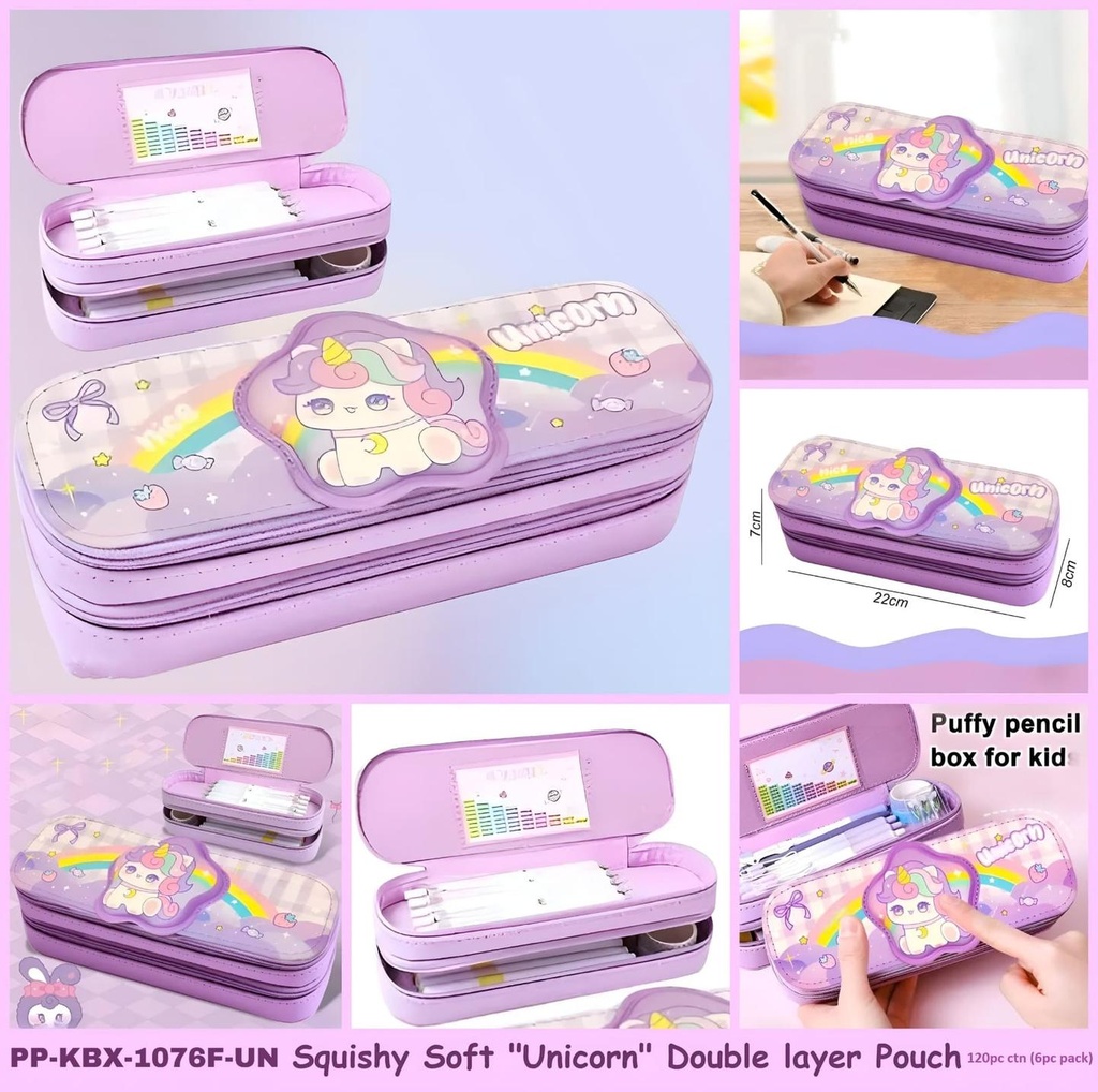 Unicorn double decker pencil pouch
