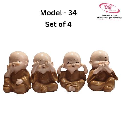 sitting smiling monks set of 4 model no 34
