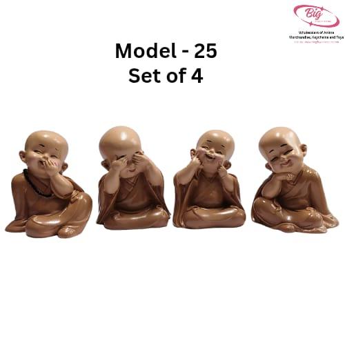 Brown finish  small monks set of 4 ( model 25 )