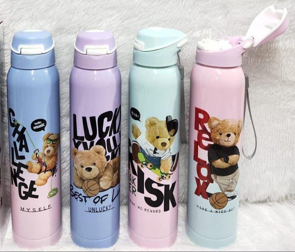 bear print steel  insulated water bottle 500 ml