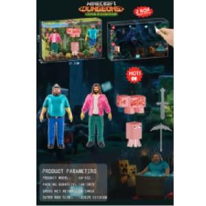 Mtcraft Trash Man/Steve + Pig/Octopus + 2 Weapons Set