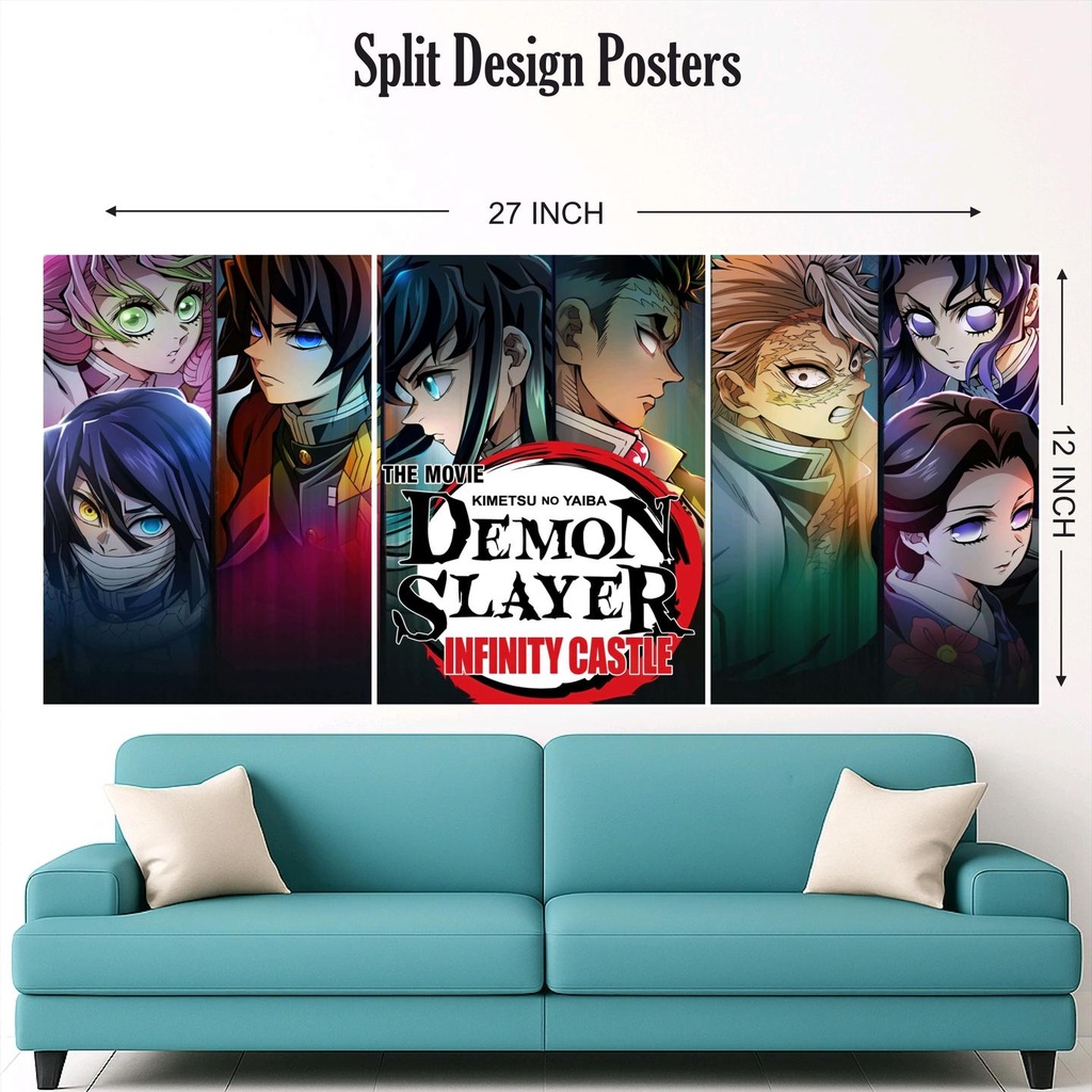 Demon slayer split design paper poster pack of 3 ( Net price 42 )