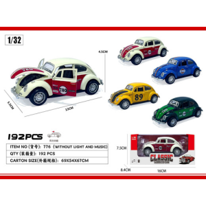 1:32 scale painted armored Volkswagen Beetle diecast model (non-electric)