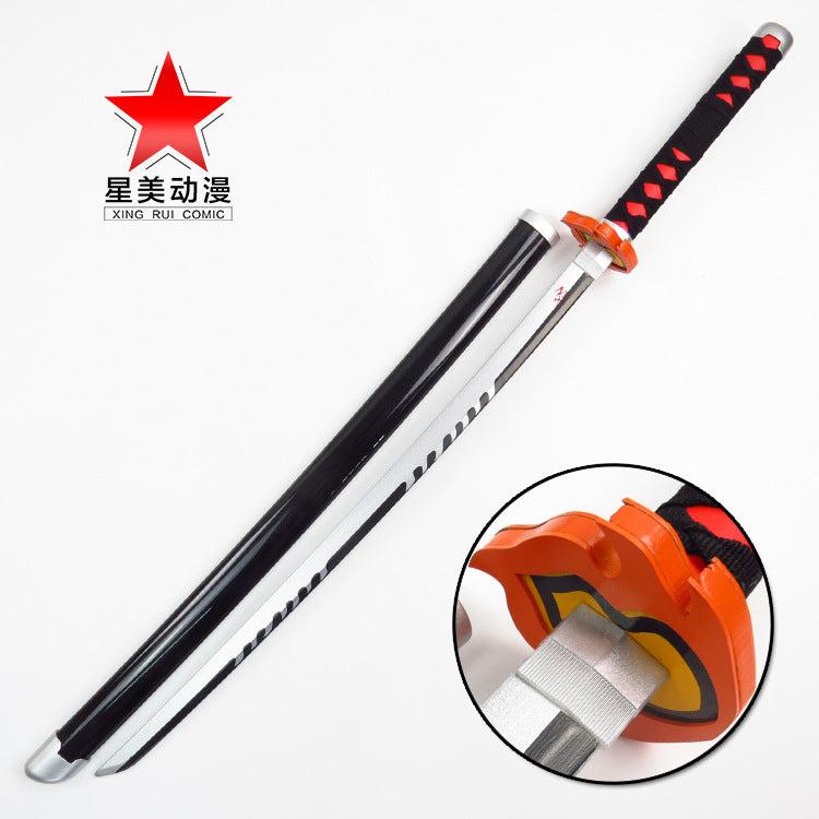 Tanjiro Fire silver blade White katana 104cm fully assembled (Heavy Quality)