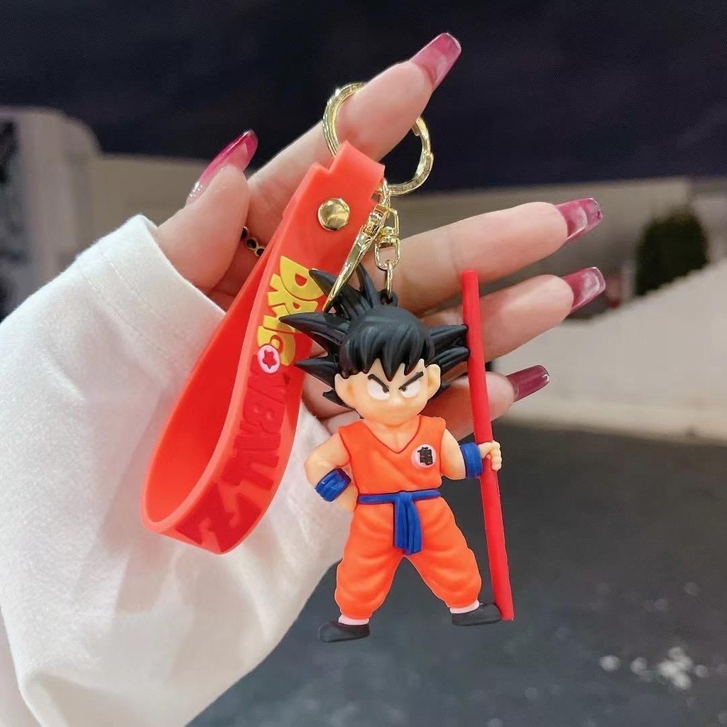 Goku with stick Orange Rubber Keychain Pack of 3 (eff price 35)