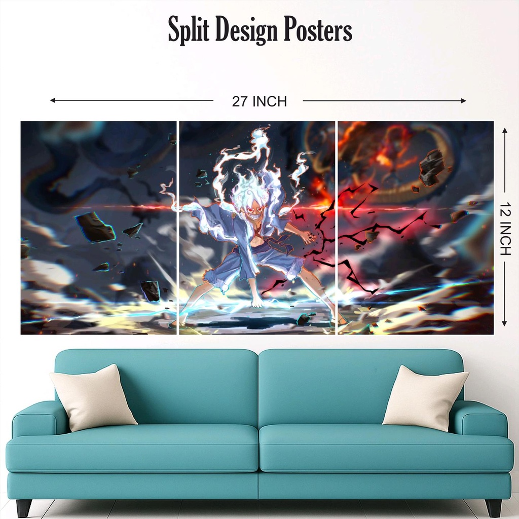 Gear 5 Luffy split design paper poster pack of 3 ( Net price 42 )