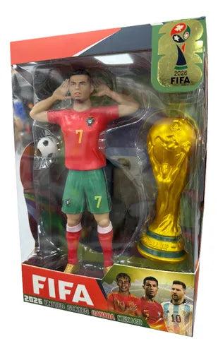 Ronaldo with ball and trophy