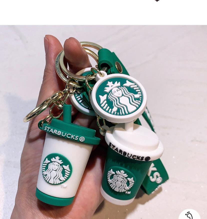 New Starbucks Cup White/Green Rubber Keychain Pack of 3 (eff price 35)