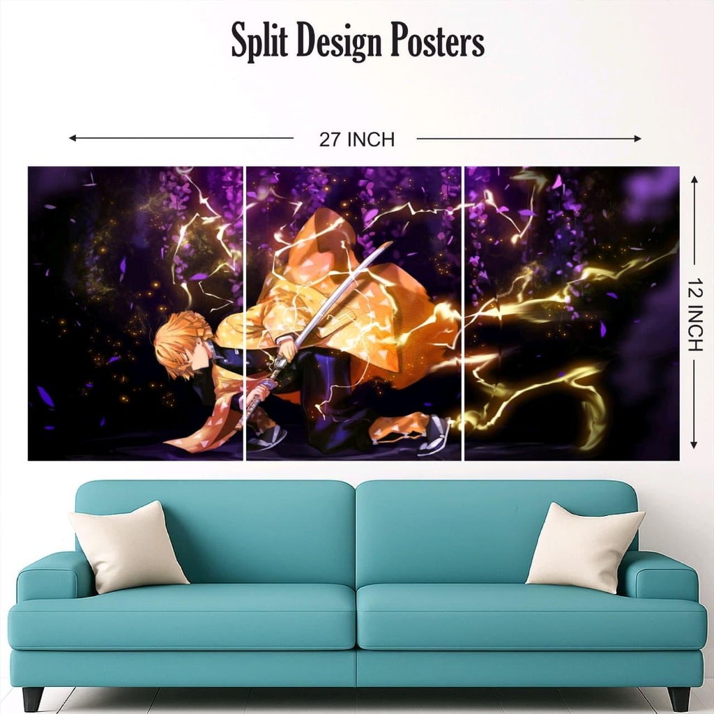 Zenitsu split design paper poster pack of 3 ( Net price 40 )