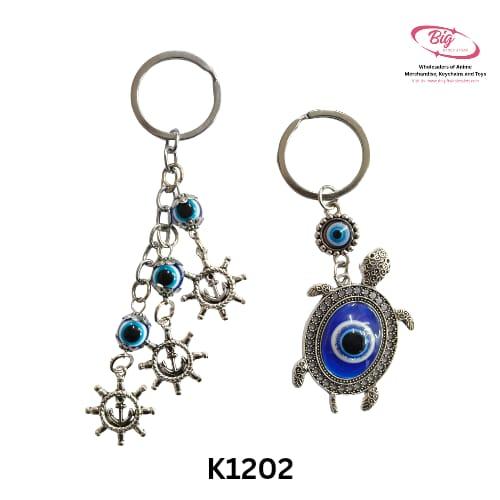 Turtle / wheel design  evil eye keychain pack of 12 ( Net price - 35  ) K1202