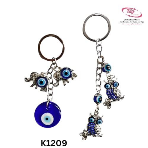 Heavy elephant / owl  evil eye keychain pack of 12 (net price - 50)