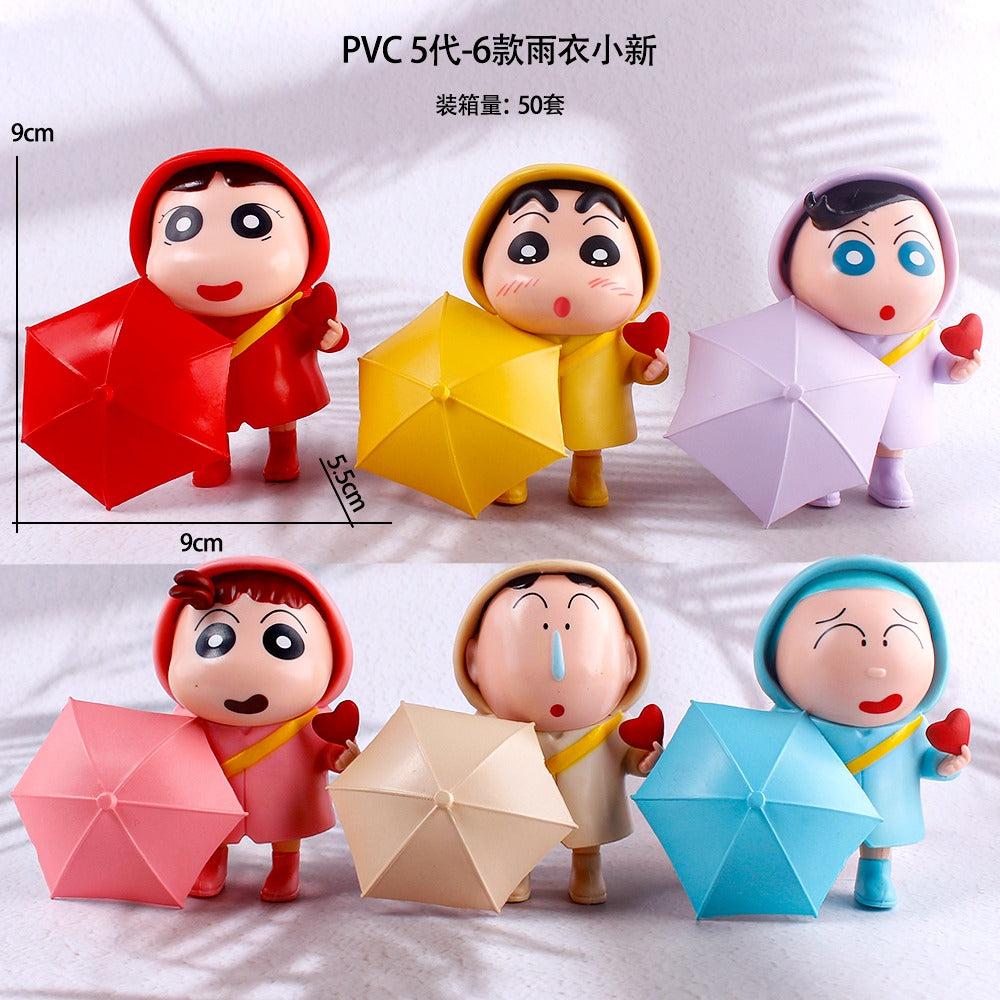 Shinychan with open umbrella Set of 6
