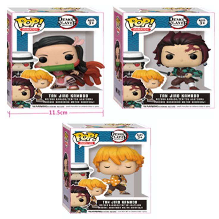 Set of 3 - nejuko, tanjiro, zenitsu -fun pop figures net price 155