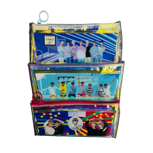 Bts glitter pencil pouch with light Pack of 3