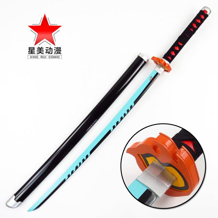 Tanjiro Fire blue blade 104 Cm  Katana fully assembled (Heavy Quality)