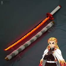 LED - Rengoku 104 Cm Wooden Katana fully assembled