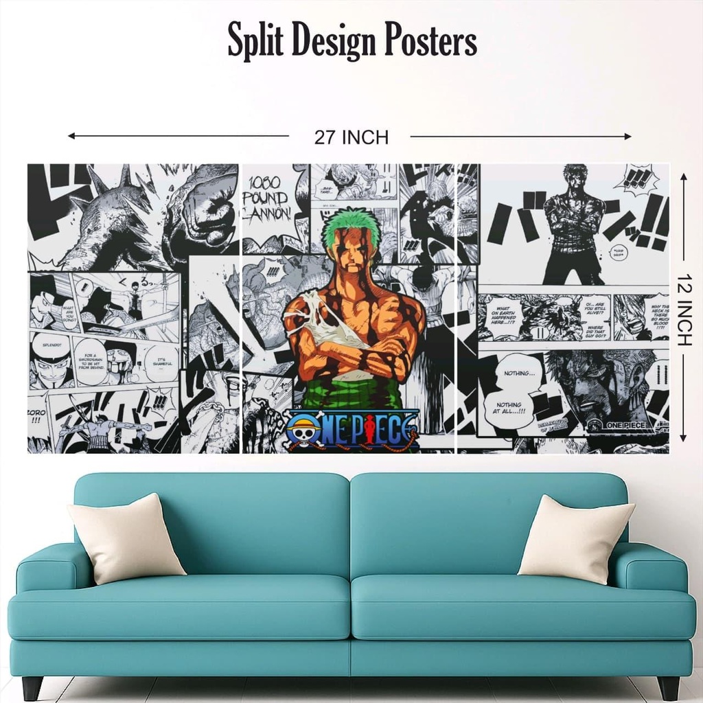 One piece zoro mix design split poster pack of 3 (Net price -40)