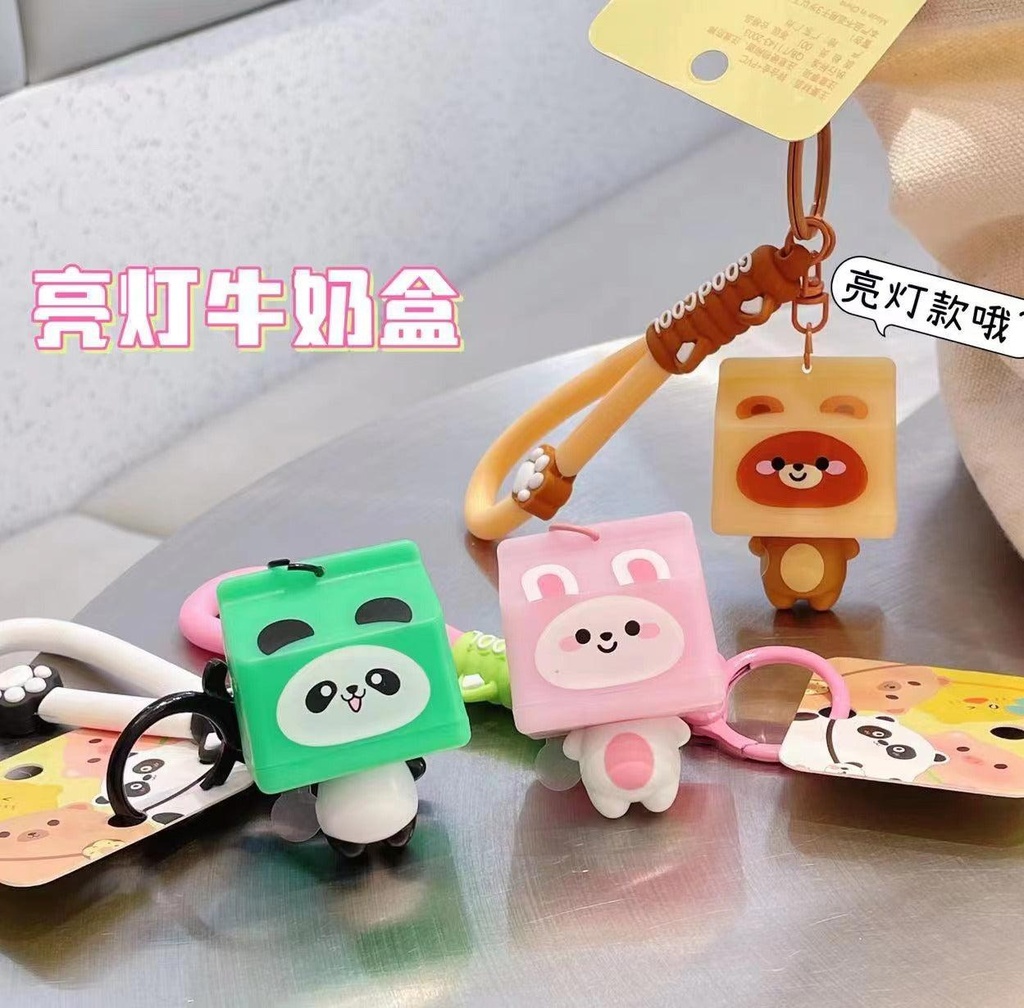 12pc-  panda mix doll milkpacket Light  keychain net price 60
