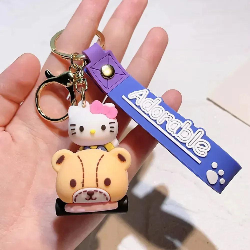 New Kitty in Racing Car Rubber Keychain Pack of 3 (eff price 35)