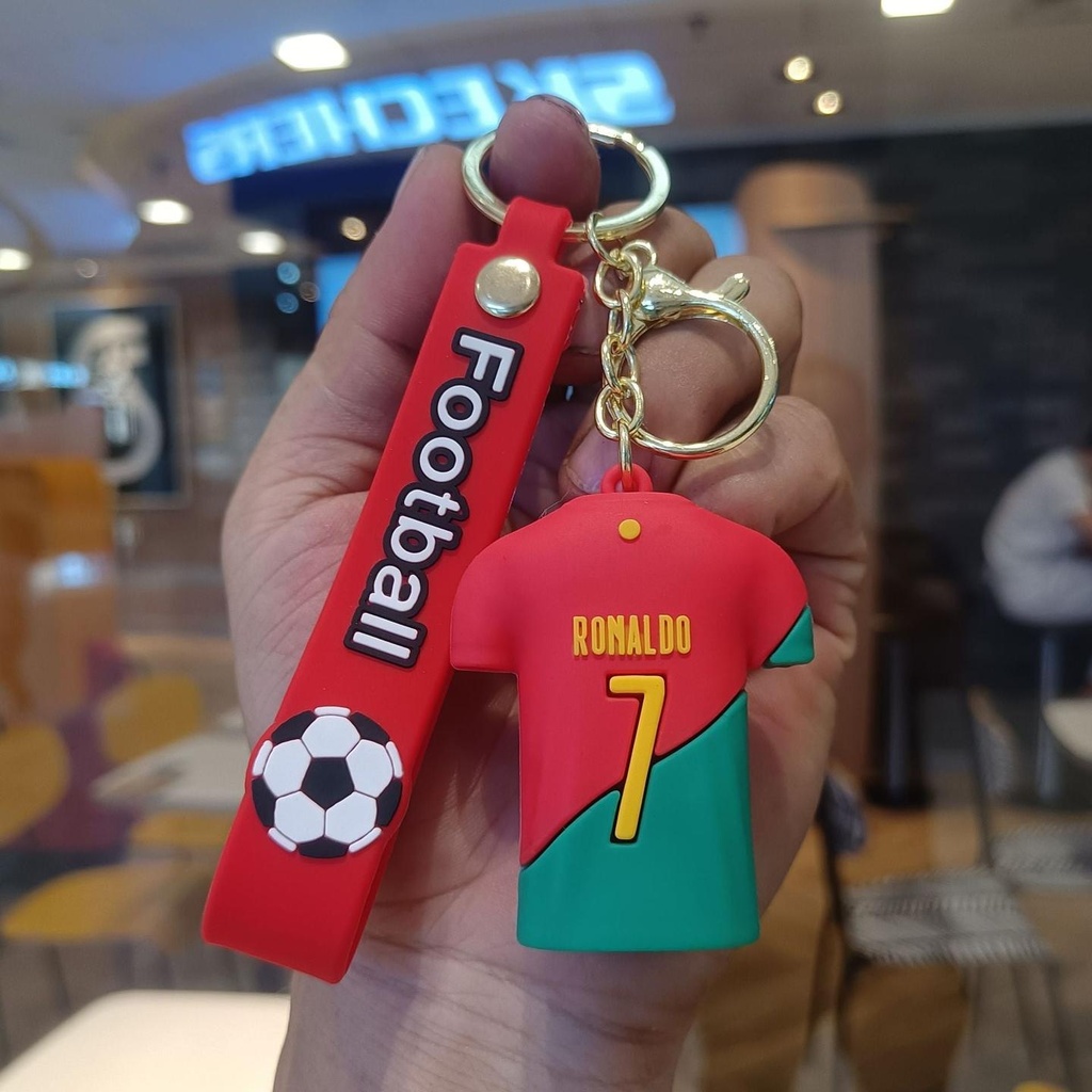 New Ronaldo Red/Grn T-shirt 👕 Rubber Keychain Pack of 3 (eff price 35)