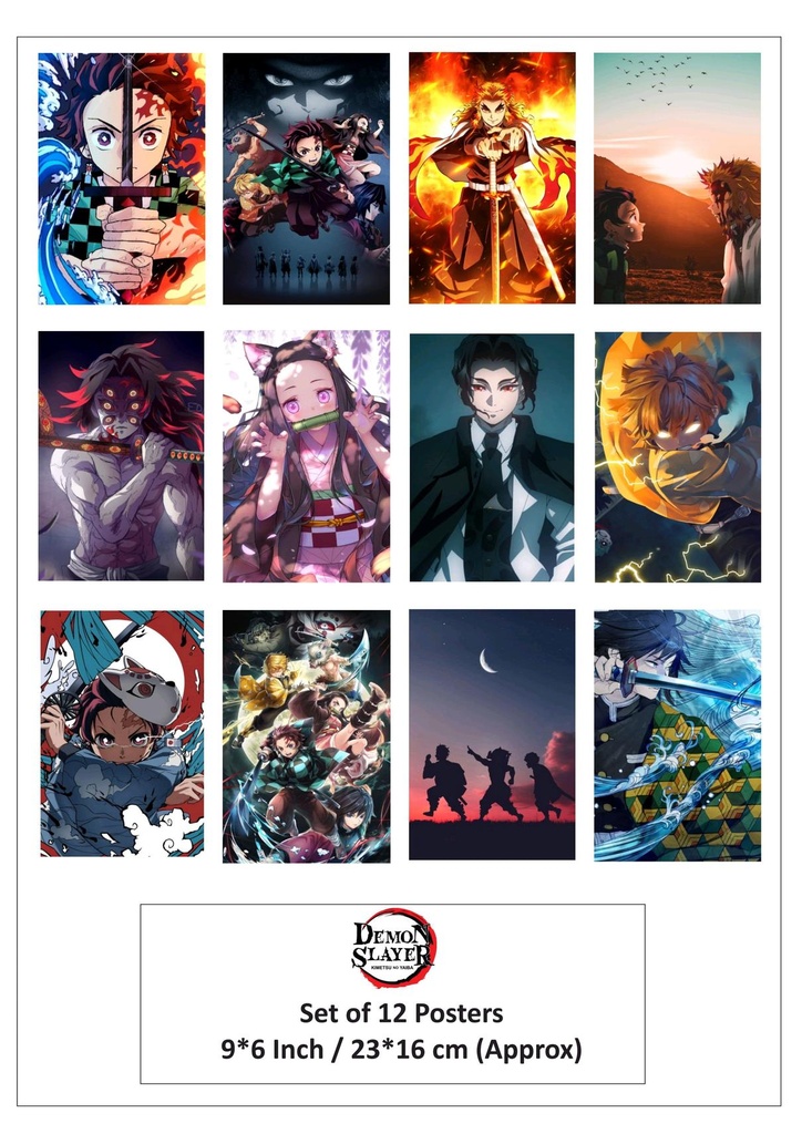 Demon Slayer small size paper poster pack of 12 (eff price -68/3 packet)