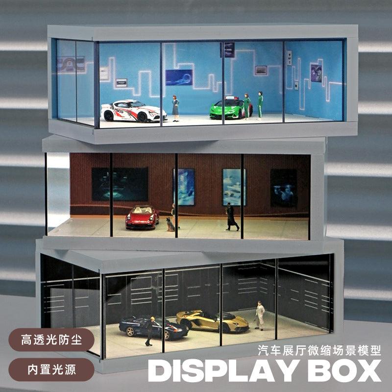 1 floor-  1:64 Scale glass Simulation Parking Lot Miniature Scene – with LED Lighting  (Excludes Figurines and Car Models)