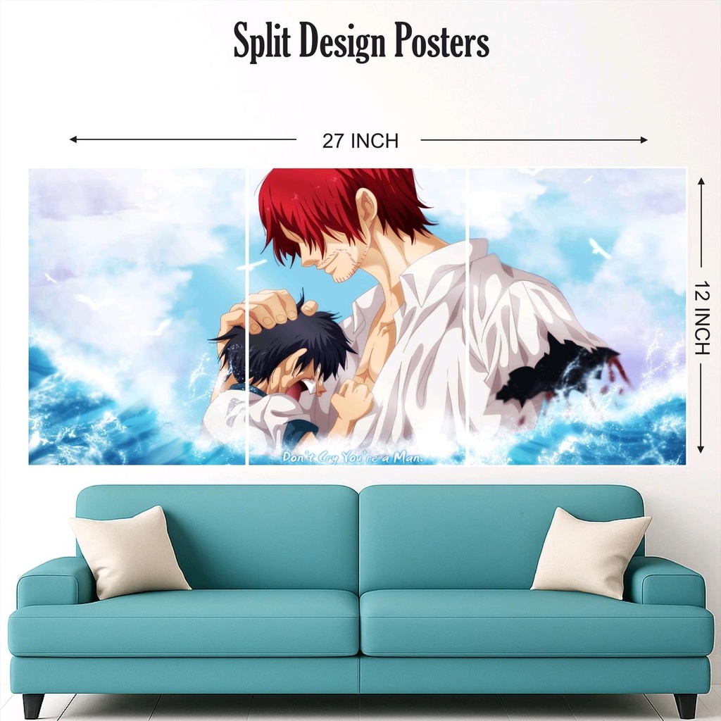 Luffy shank split design paper poster pack of 3 ( Net price 42 )