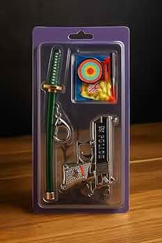 Pack of 2 gun with katana keychain ( net price 155
