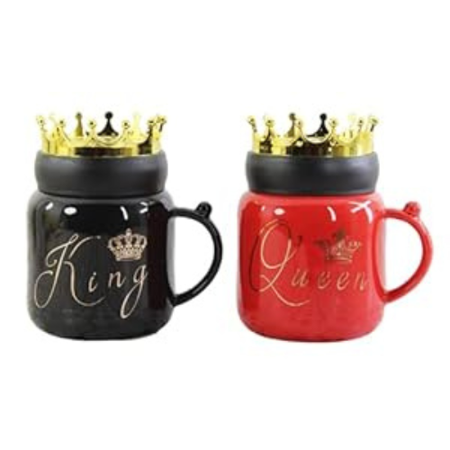 King & Queen Mugs with Caps