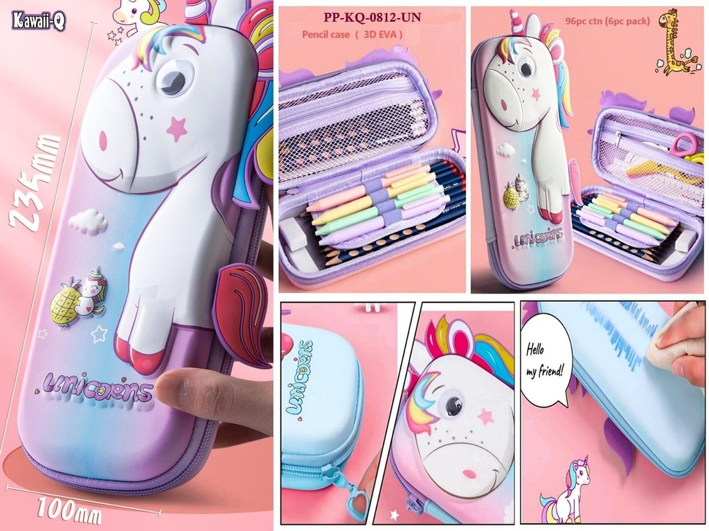 Unicorn pencil pouch with 3d eye pencil pouch ( Heavy quality )
