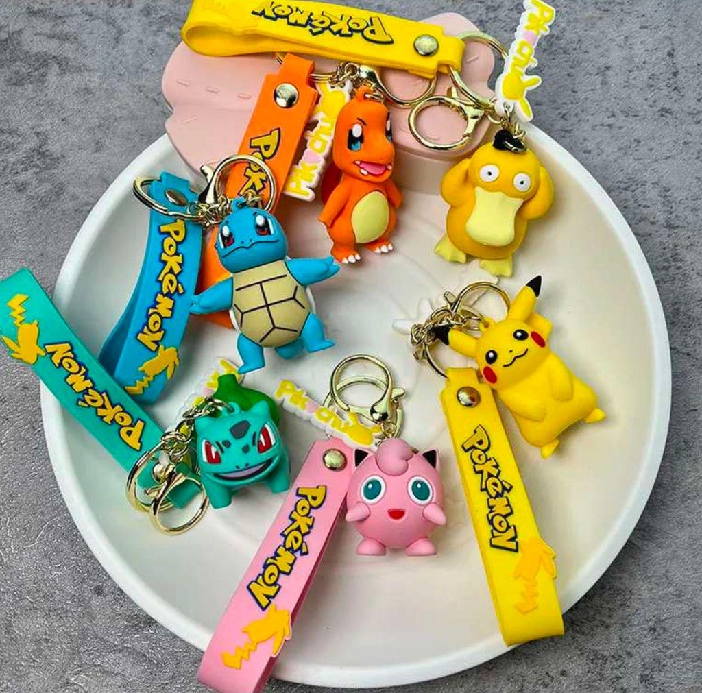 Pokimon Family mix design rubber keychain pack of 3 (eff price 35)