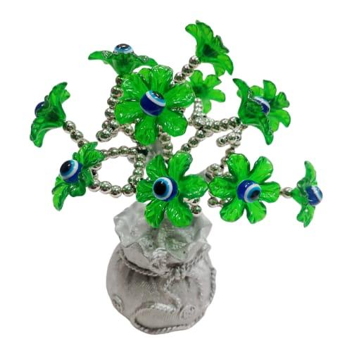 New silver pot with green evil eye tree ( GF2B )