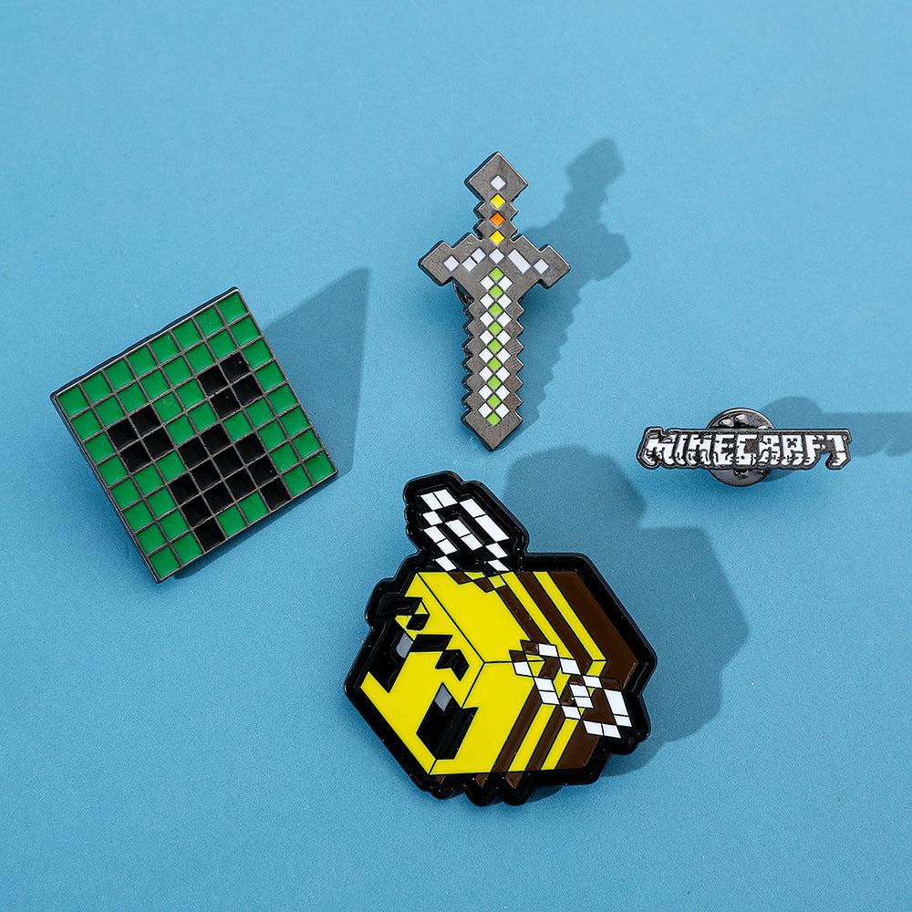 set of 4 Minecraft Brooch Badge label pin