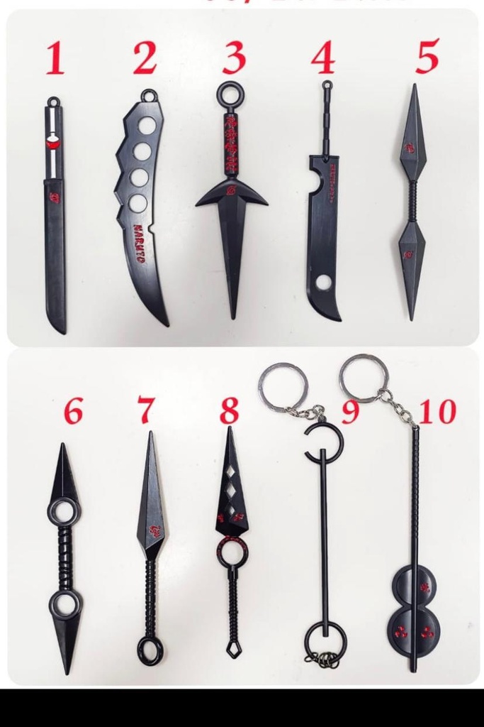Natuto mix metal kunai / chaku / katana pack of 6 ( net price 58)