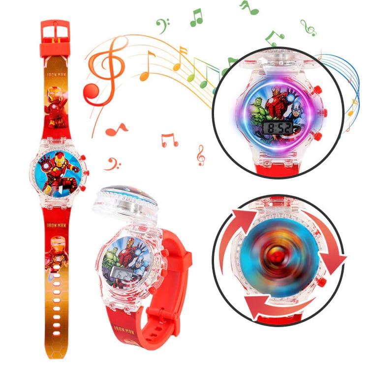 Mix super hero  design kids watch with light & music Pack of 6 ( eff price - 110 )